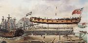 John Cleveley A Sixth Rate on the Stocks oil painting